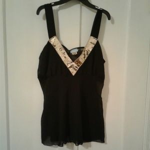 Sexy Black Sheer and Gold Blouse